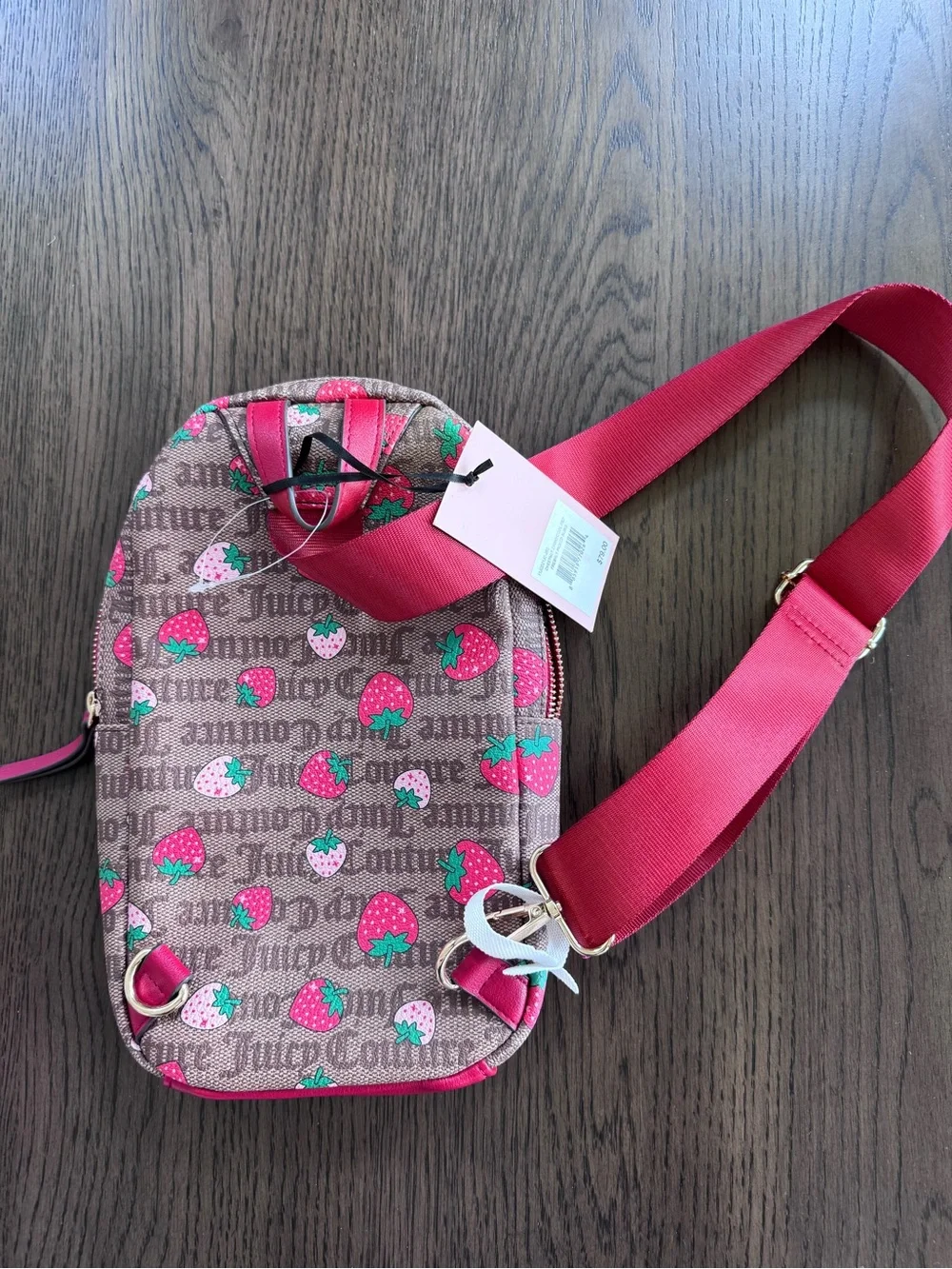 NEW WITH TAGS Juicy Couture Pink Strawberry Print Kids Crossbody Bag